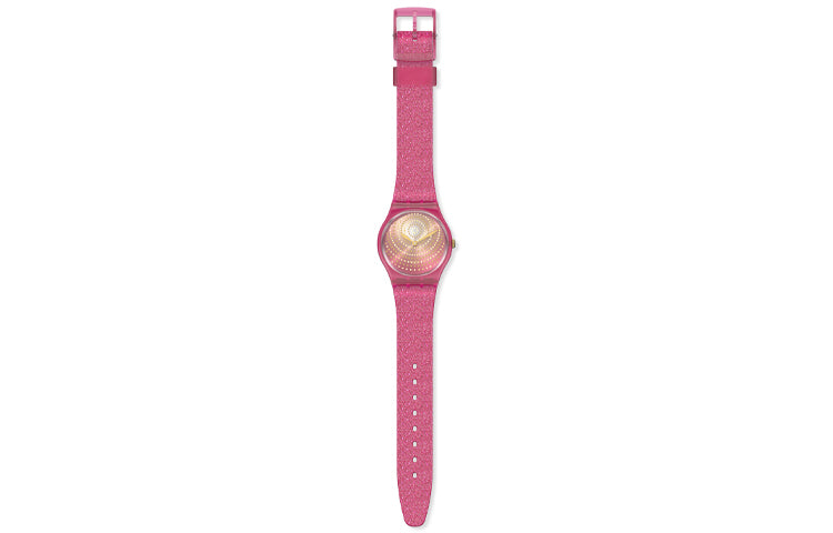 SWATCH Gent Quartz Movement 30m Water Resistance Women's Watch Swiss Watch 34*39.2mm Pink Dial Plastic Case Silicone Strap