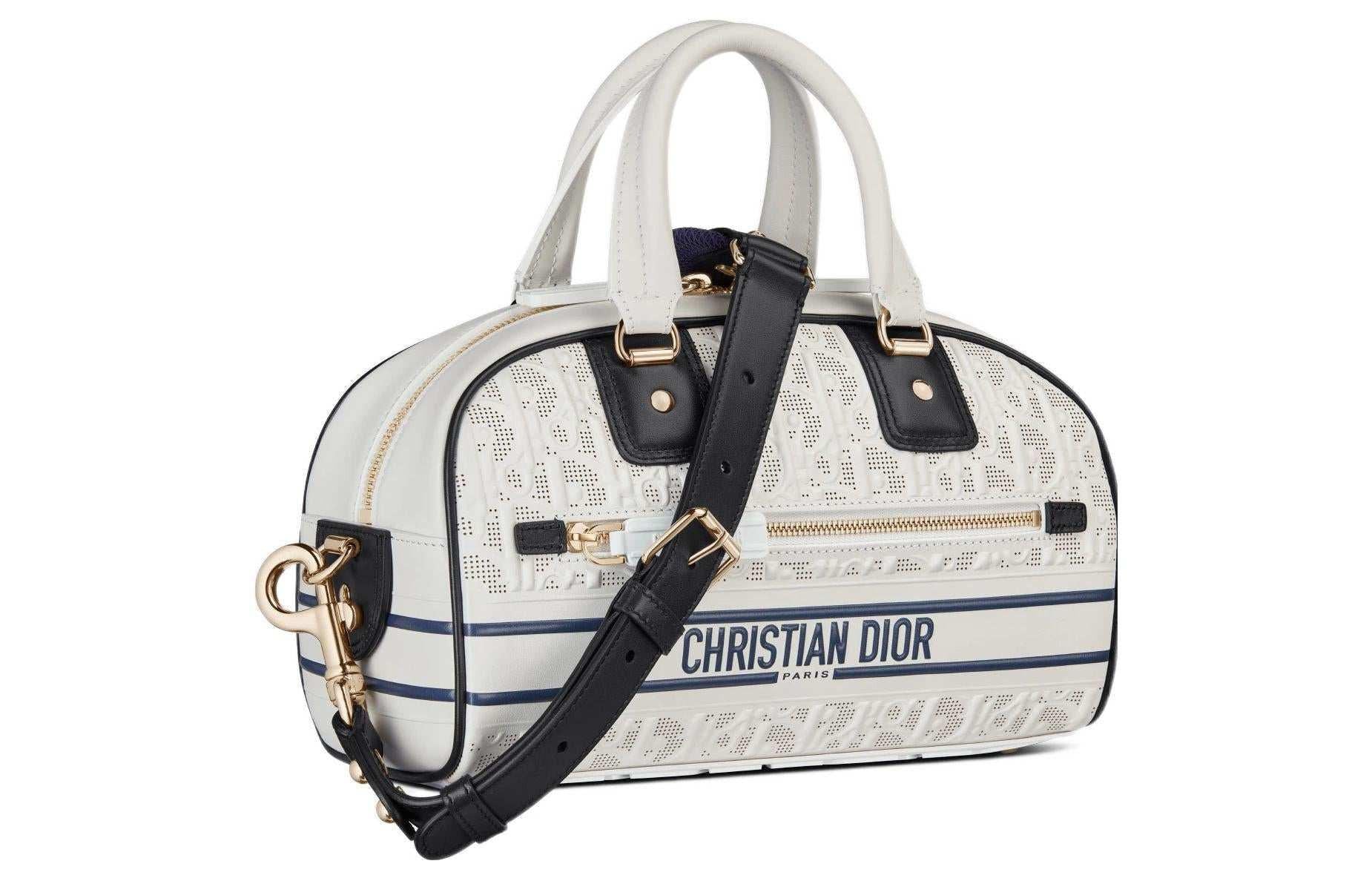 Dior Vibe Classic Bowling Bag | حقيبة ديور فايب بولينج كلاسيك (أبيض وأزرق) 👜✨.