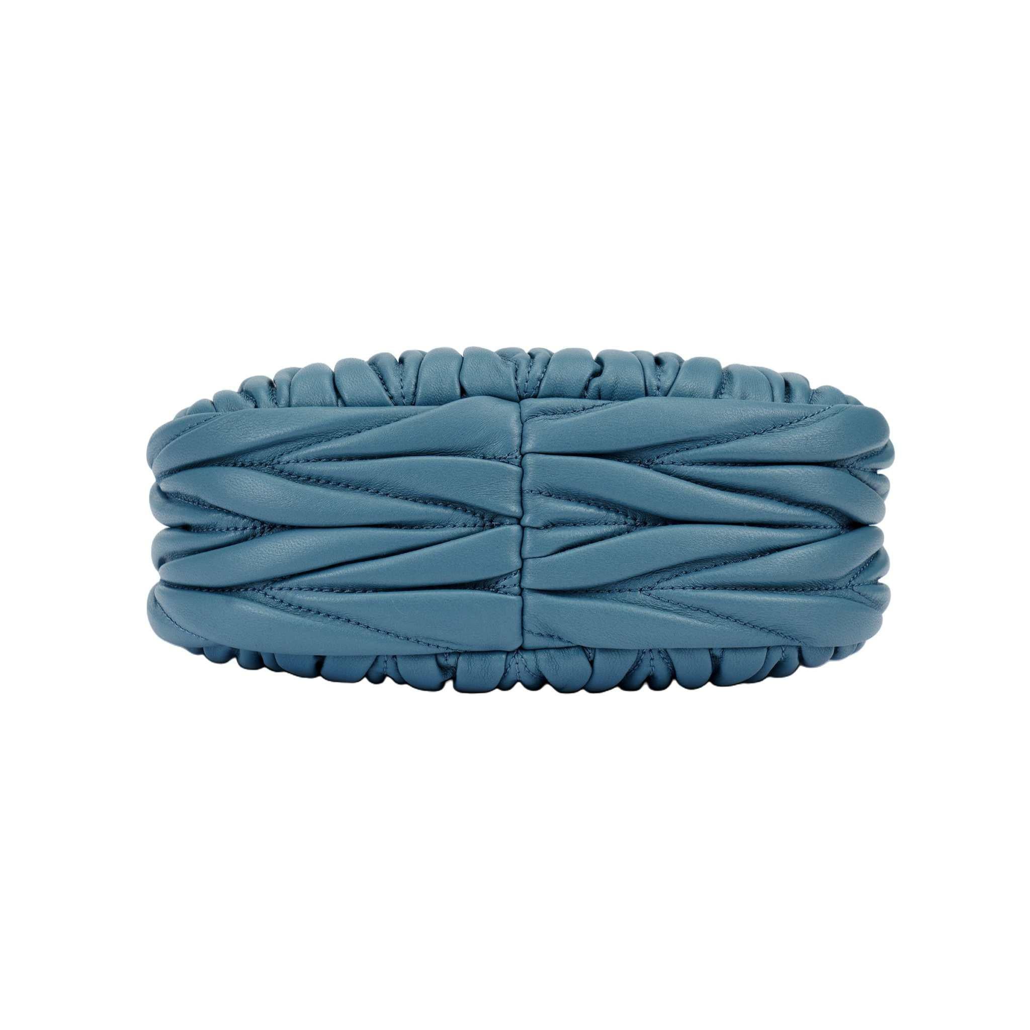 MIU Miu Wander Matelassé Hobo Bag Shoulder Crossbody Mini Blue.