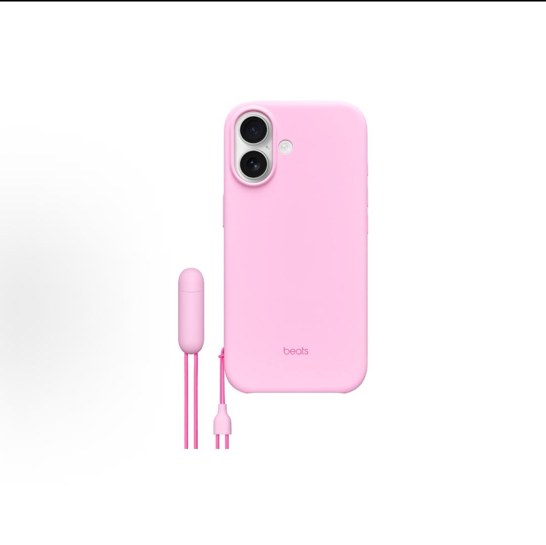 جراب Beats لهاتف iPhone - لون وردي فاتح أنيق مع تعليقة