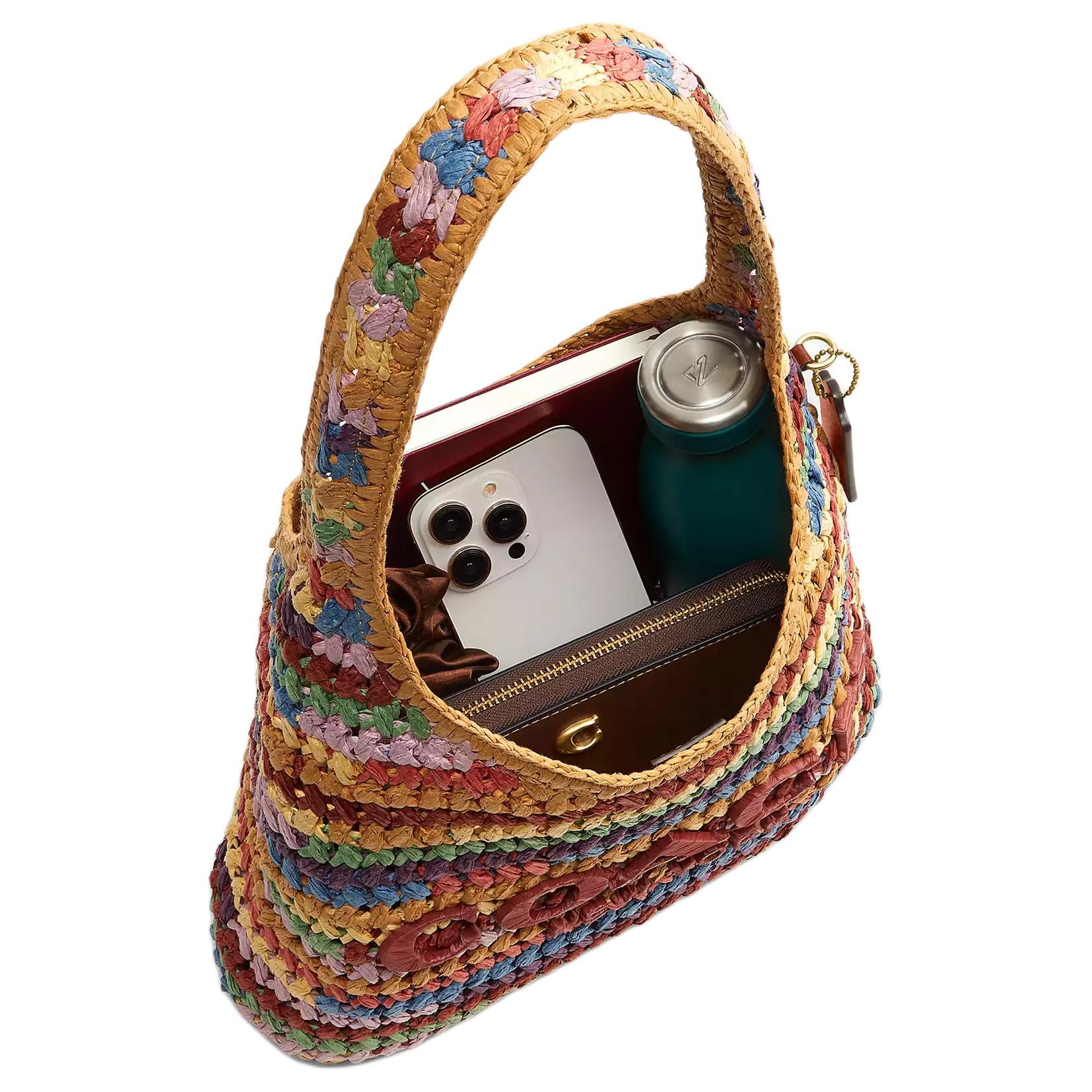 COACH Brooklyn 28 Woven Design Magnetic Closure Straw Weave Cellulose Material hobo Bag Single Shoulder Bag Small Women's Multiple Colors