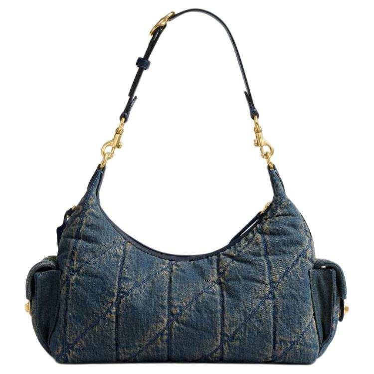 Coach Juliet Shoulder Bag 30 | حقيبة كوتش جولييت الدينيم بتطريز ألماسي 💎.