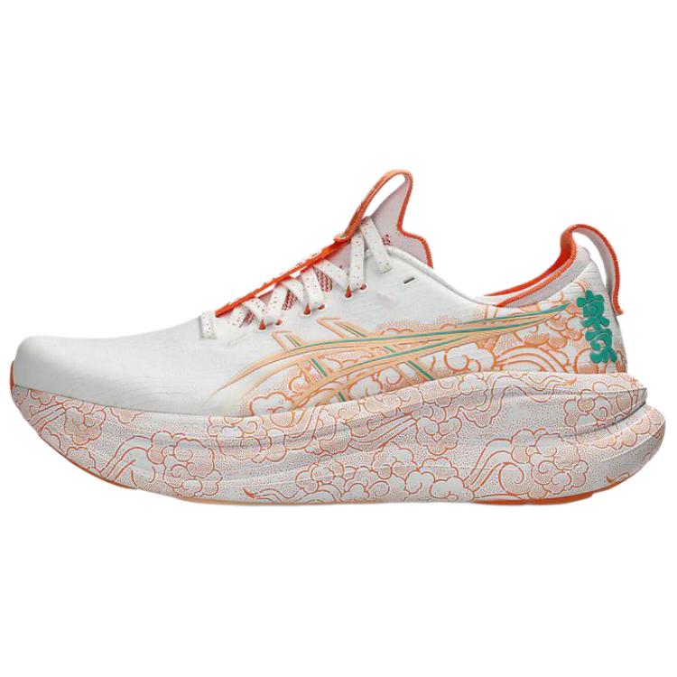 حذاء الجري Asics Gel-Nimbus 26 بتصميم خاص ومميز باللون الأبيض والبرتقالي