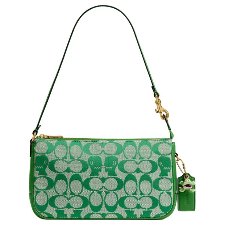 COACH x BRAIN DEAD collaboration Plaza 21 zipper seal fabric leather single shoulder bag small women's green