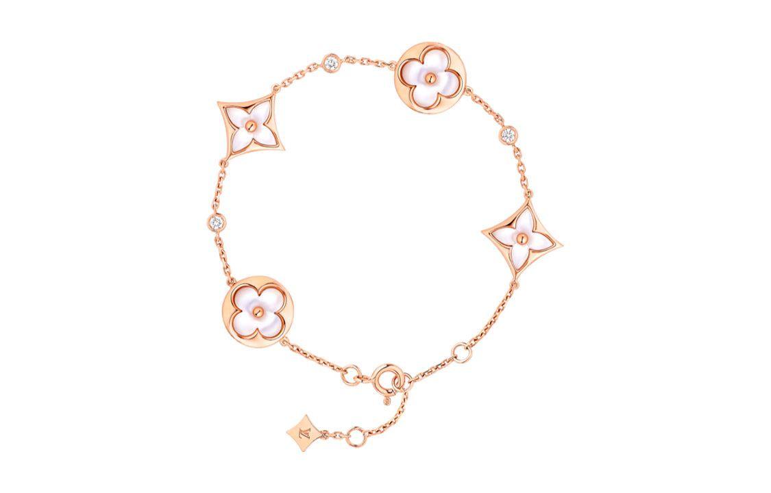 سوار Rose Gold بتصميم Blossom مرصع بالصدف الأبيض.