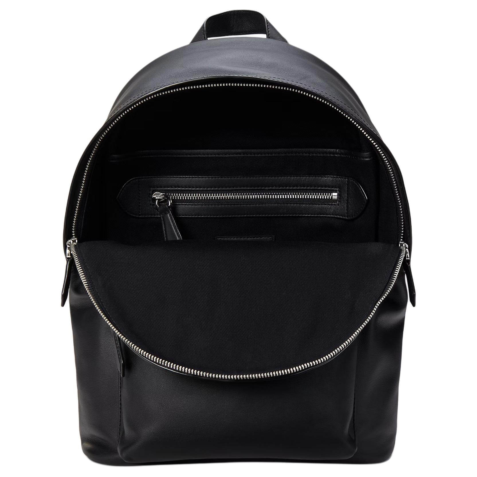 Polo Ralph Lauren logo zipper closure leather backpack and backpack men's black