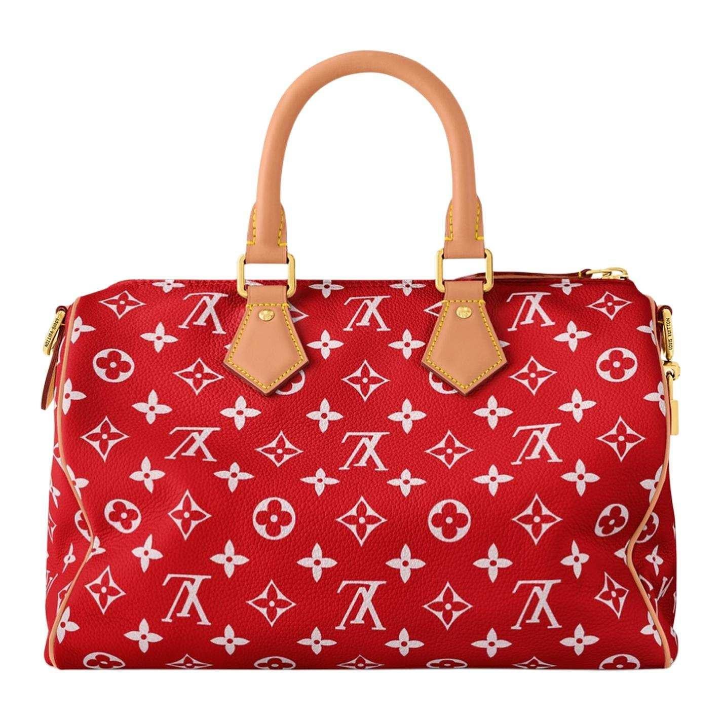 حقيبة Louis Vuitton Speedy 30 باللون الأحمر المميز.