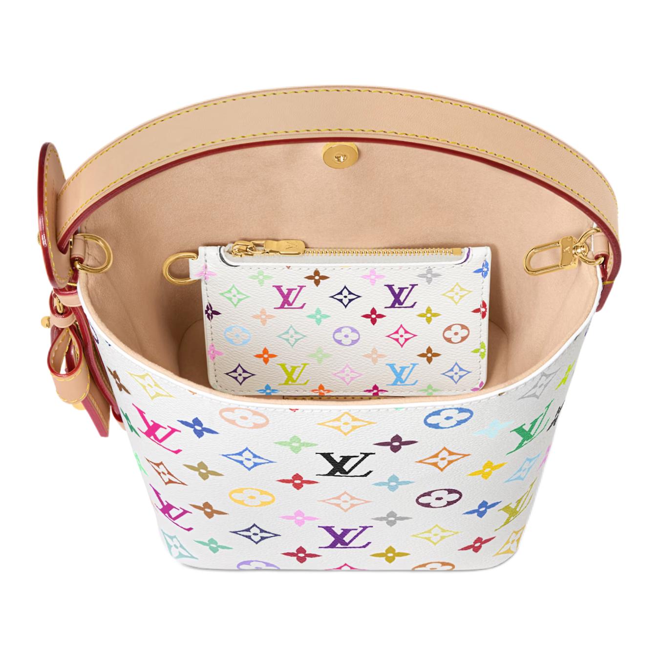 LOUIS VUITTON x Takashi Murakami Takashi Murakami Collaboration All In BB White Sancai Letter Logo Monogram Coated Canvas Bucket Bag Handbag Single Shoulder Bag Small Women's White