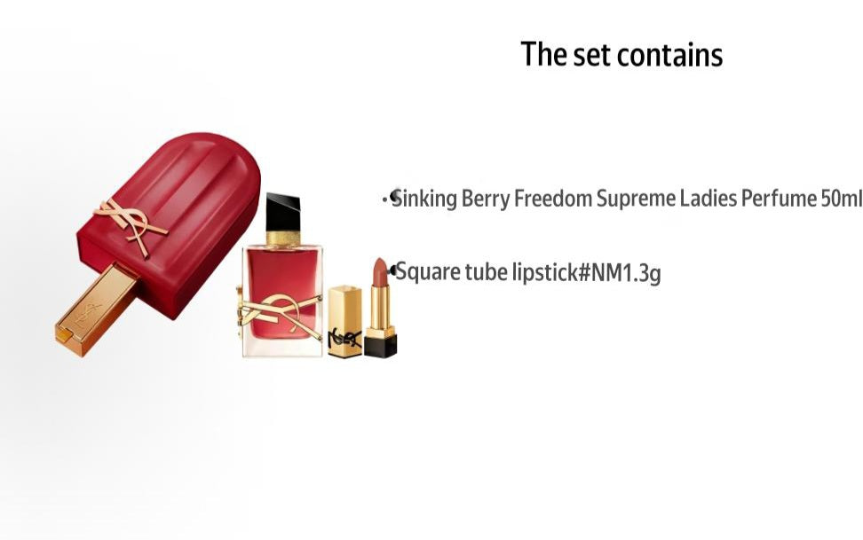 مجموعة هدايا YSL الفاخرة عطر Freedom وروج أحمر بشنطة هدايا