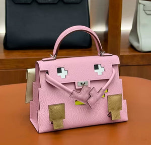 Mosaic Doll Bag Robot Kelly Bag Genuine Leather Cartoon Smiley Face Bag 2026 New Style Handbag Crossbody Bag for Women