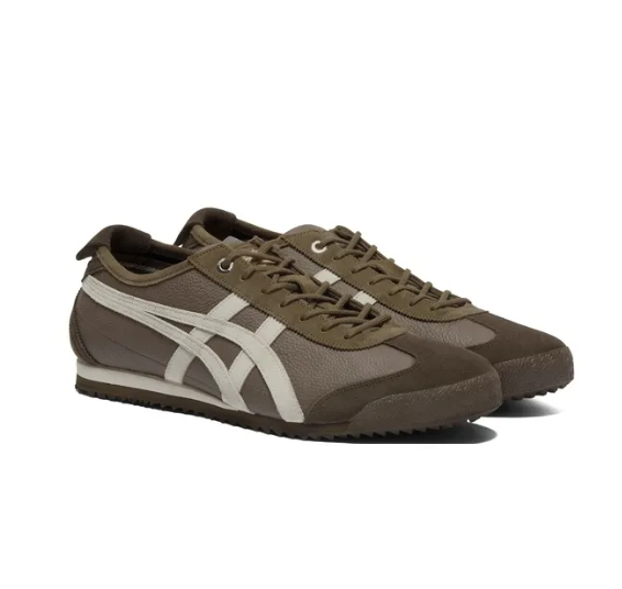 Onitsuka Tiger |أونيتسوكا تايجر حذاء كلاسيكي أنيق كاجوال للرجال والنساء باللون البني القهوة.
