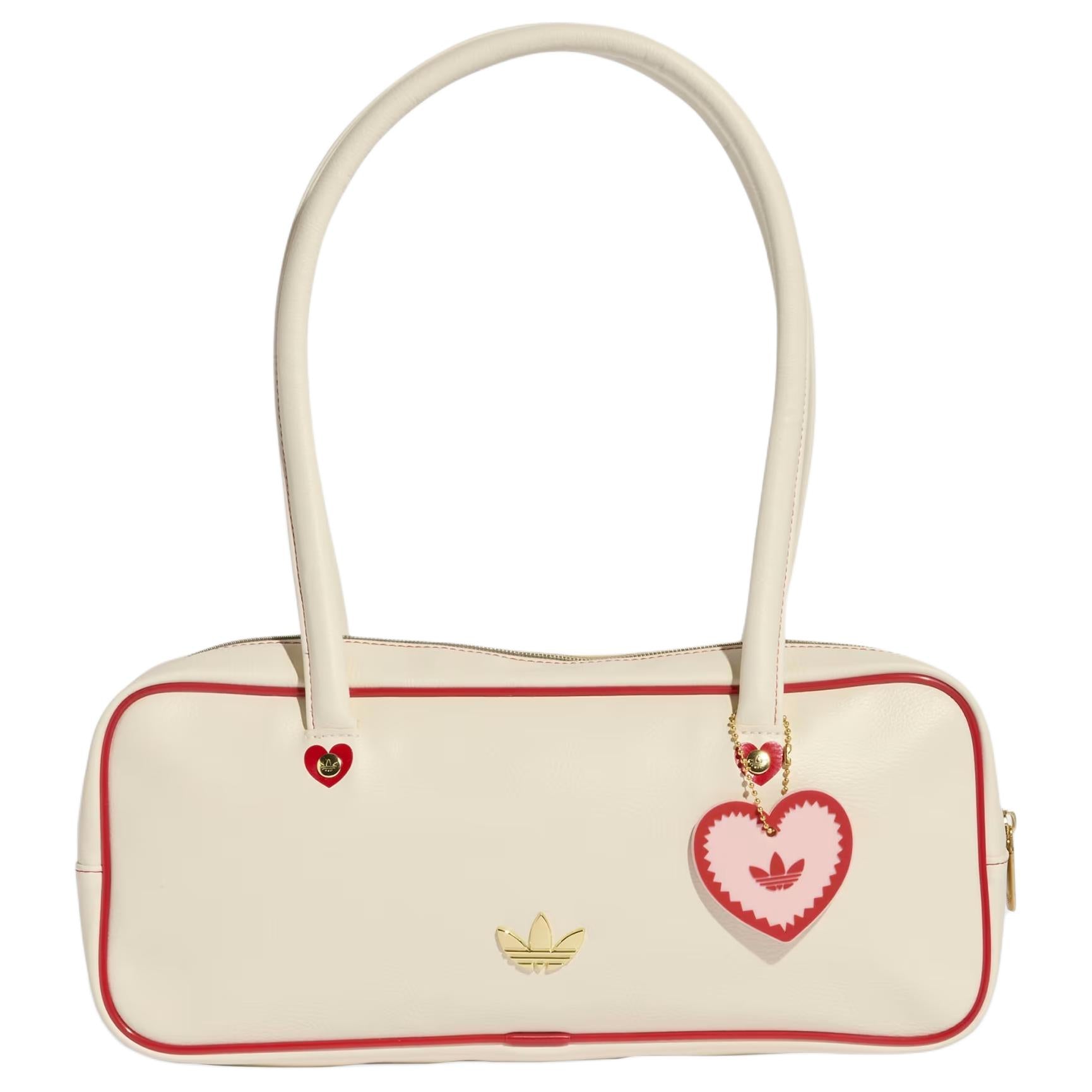 adidas originals elongated airliner Extended Airliner Bag Metal Badge Heart Logo Pendant Polyurethane Handbag Unisex Couple Style Off-white White