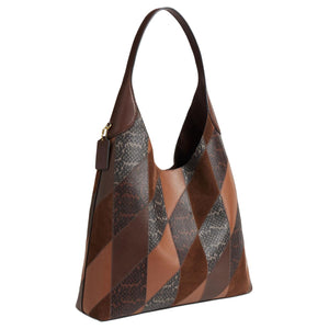 COACH Brooklyn 39 Metal Hardware Snake Leather Combined Cowhide Single Shoulder Bag Large Women's Brown