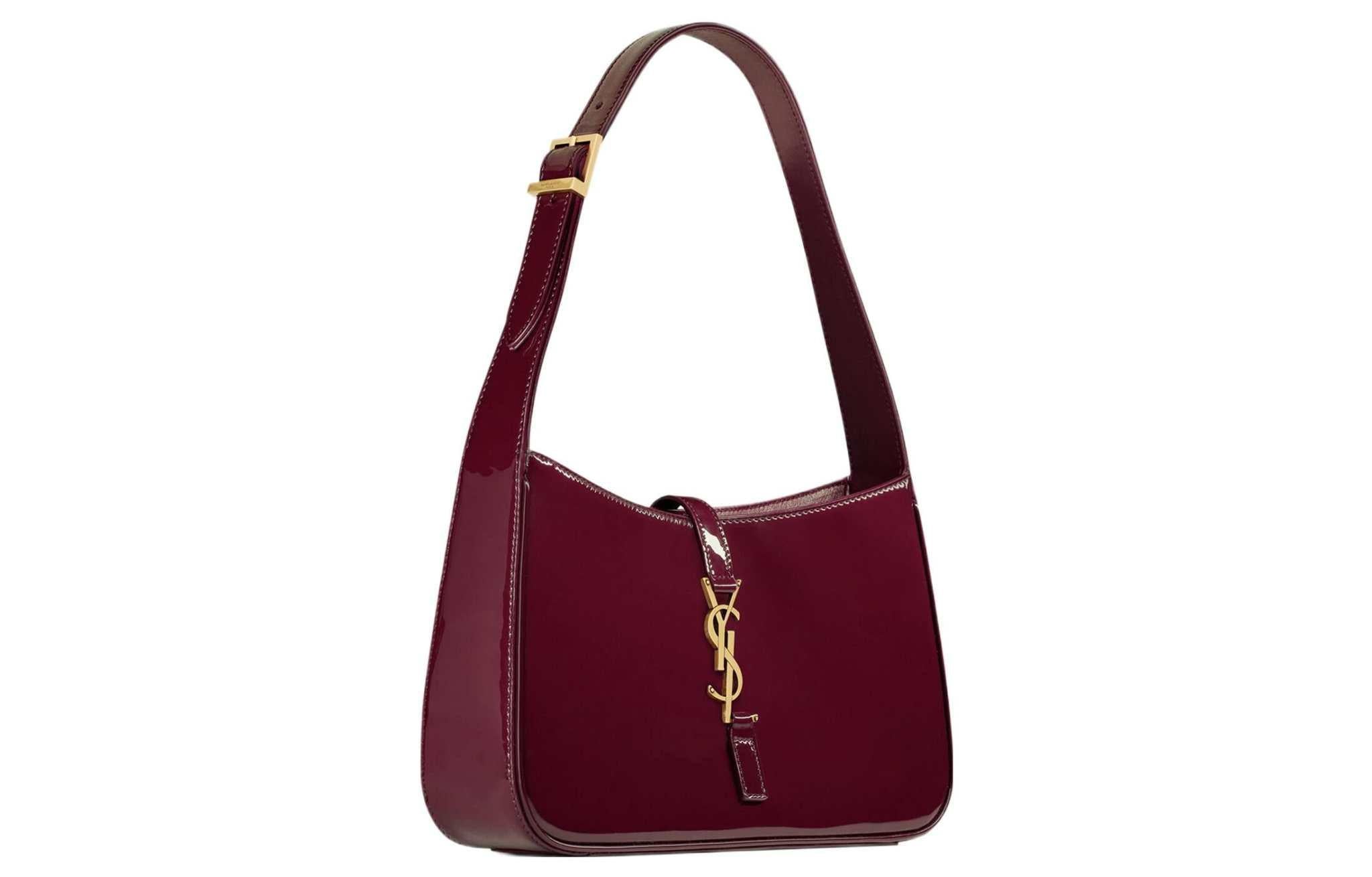 حقيبة Shoulder Bag من Saint Laurent جلد لامع عنابي.