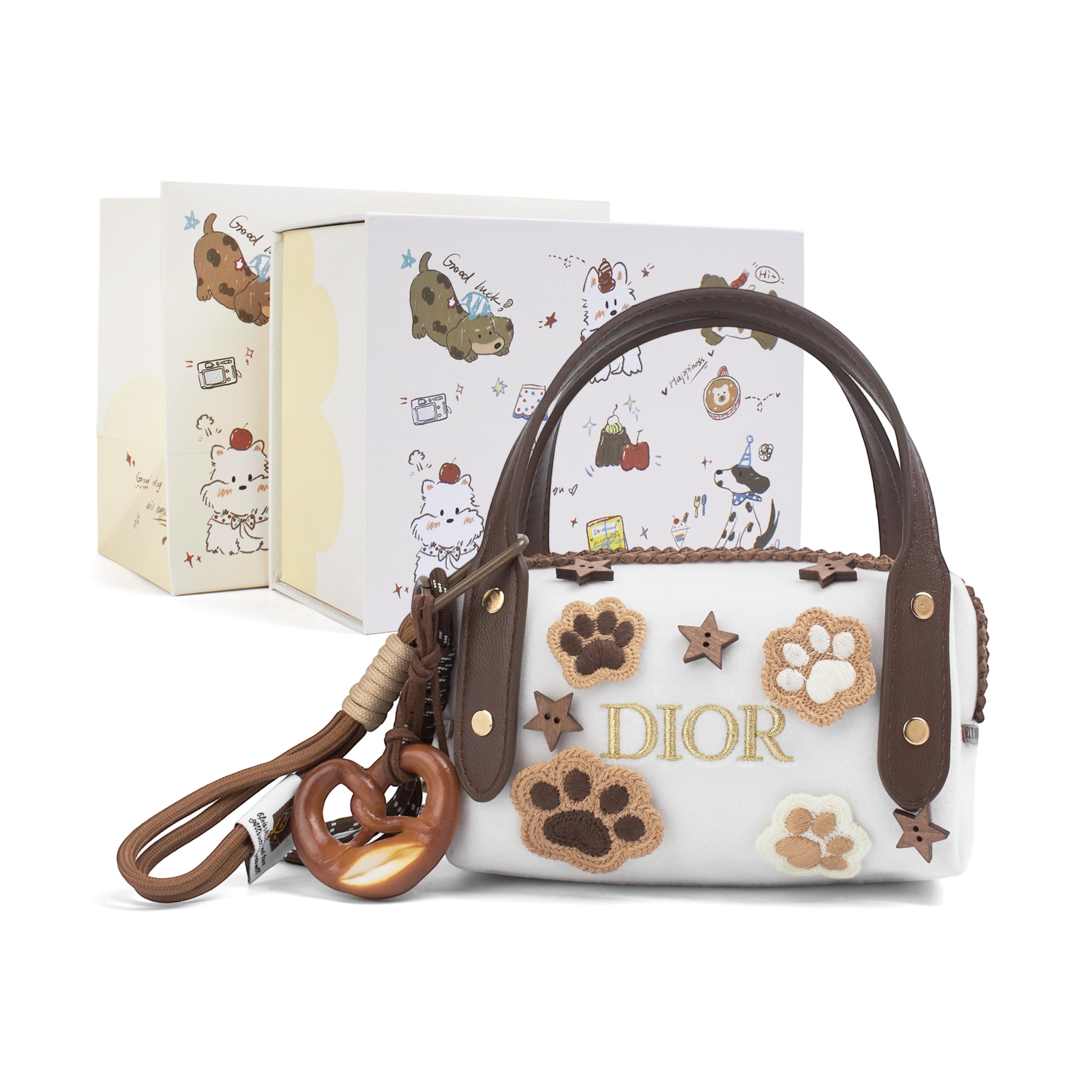 DIOR [Custom Makeup Bag] Little Flower Cute Claw Star Craftsmanship Simple High-End Vintage Gentle Sweet Cool Style Regular Velvet