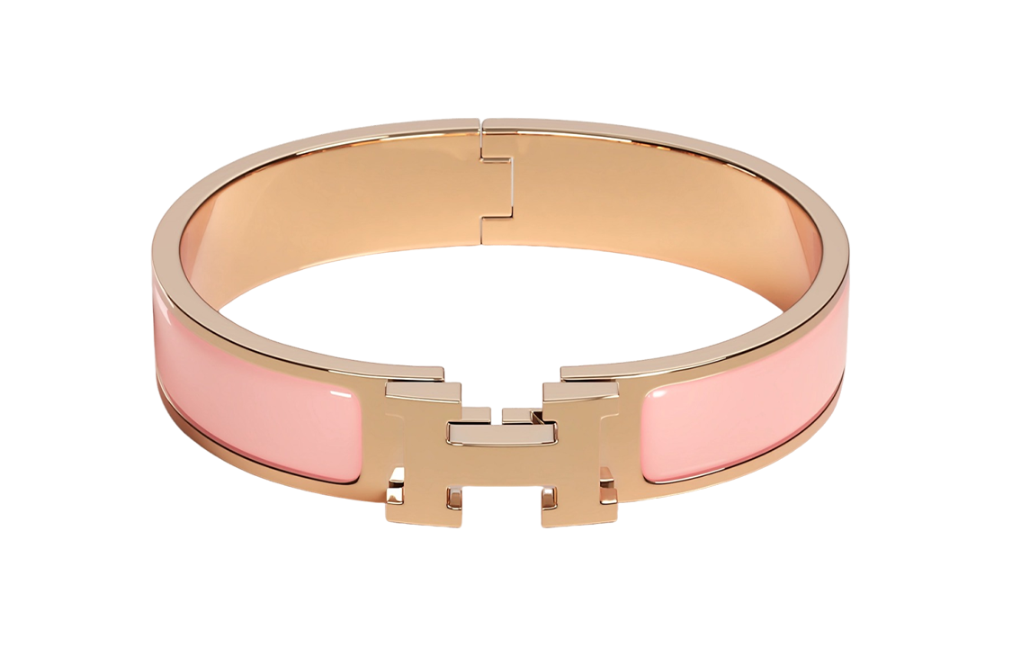 سوار H Bracelet أنيق بلون Rose Gold ووردي.