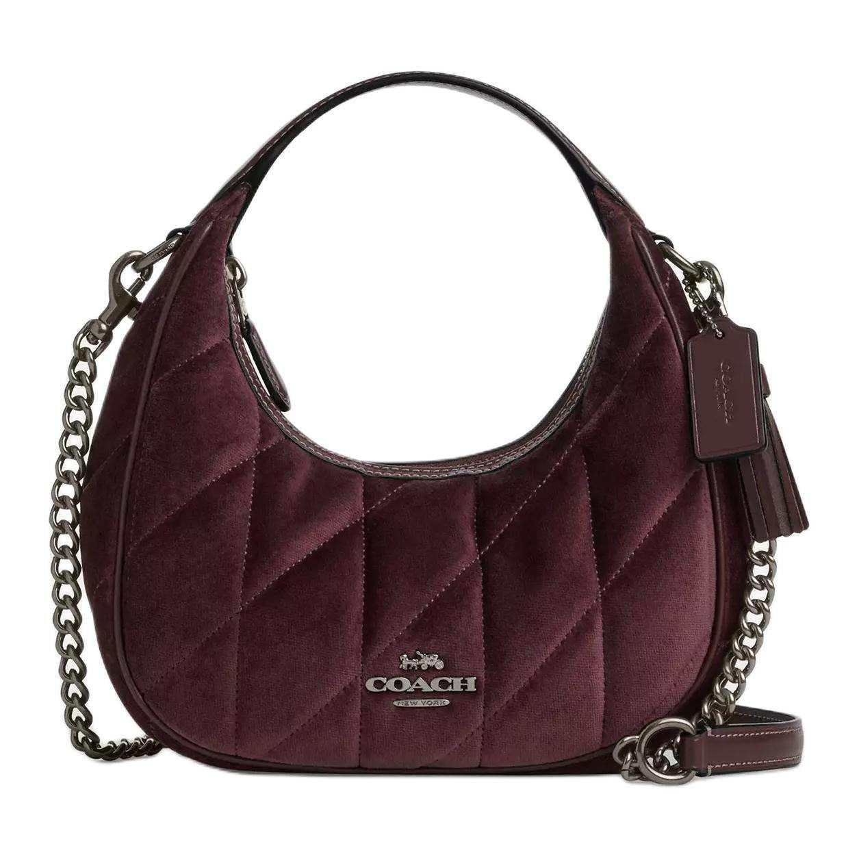 حقيبة Coach مبطنة باللون العنابي - Velvet Shoulder Bag.