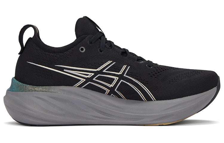 حذاء جري ASICS GEL-Nimbus 26 لون أسود وذهبي مريح جداً