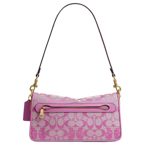 COACH x BRAIN DEAD Collaboration Tabby 26 External Zipper Bag Fabric with Cowhide Single Shoulder Bag Medium Size Women's Rose Red