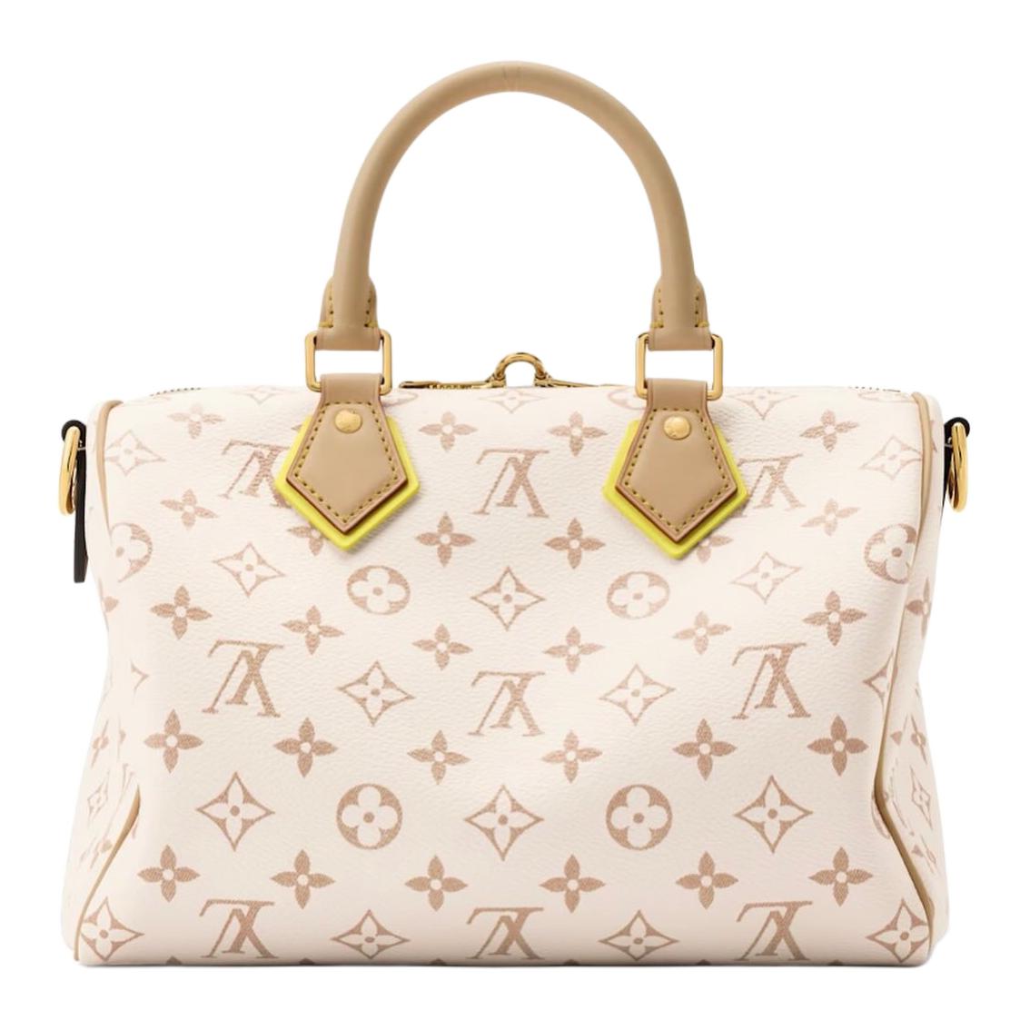 LOUIS VUITTON Speedy BANDOULIÈRE 25 Classic Monogram Detachable Shoulder Strap Quirky Leather Trim Coated Canvas Handbag Women's Off-White