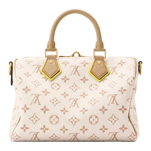 LOUIS VUITTON Speedy BANDOULIÈRE 25 Classic Monogram Detachable Shoulder Strap Quirky Leather Trim Coated Canvas Handbag Women's Off-White