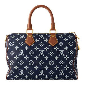 حقيبة Louis Vuitton Speedy 30 بنقشة Monogram الزرقاء الفاخرة.