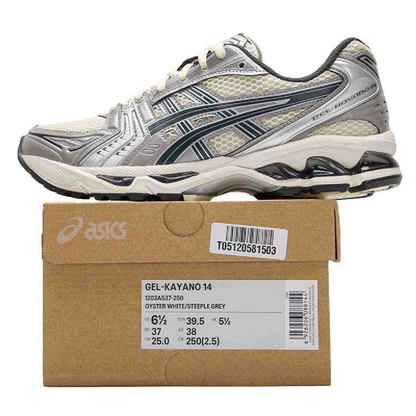 ASICS | GEL-KAYANO 14، أسكس، حذاء رياضي، كاجوال رجالي، أبيض لؤلؤي، رمادي داكن - رفعة
