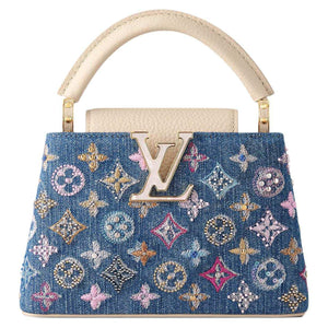 حقيبة Louis Vuitton Capucines قماش Denim مطرزة بالخرز.
