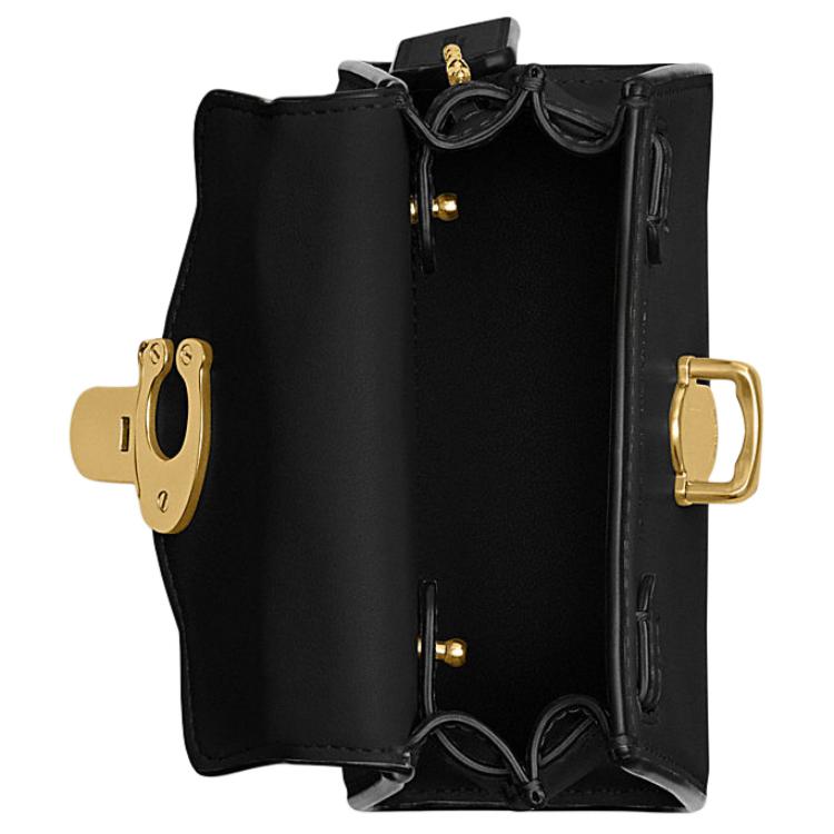 COACH Sammy 12 Metal Logo Locking Strap Detachable Cowhide Leather Crossbody Handbag Mini Women's Black