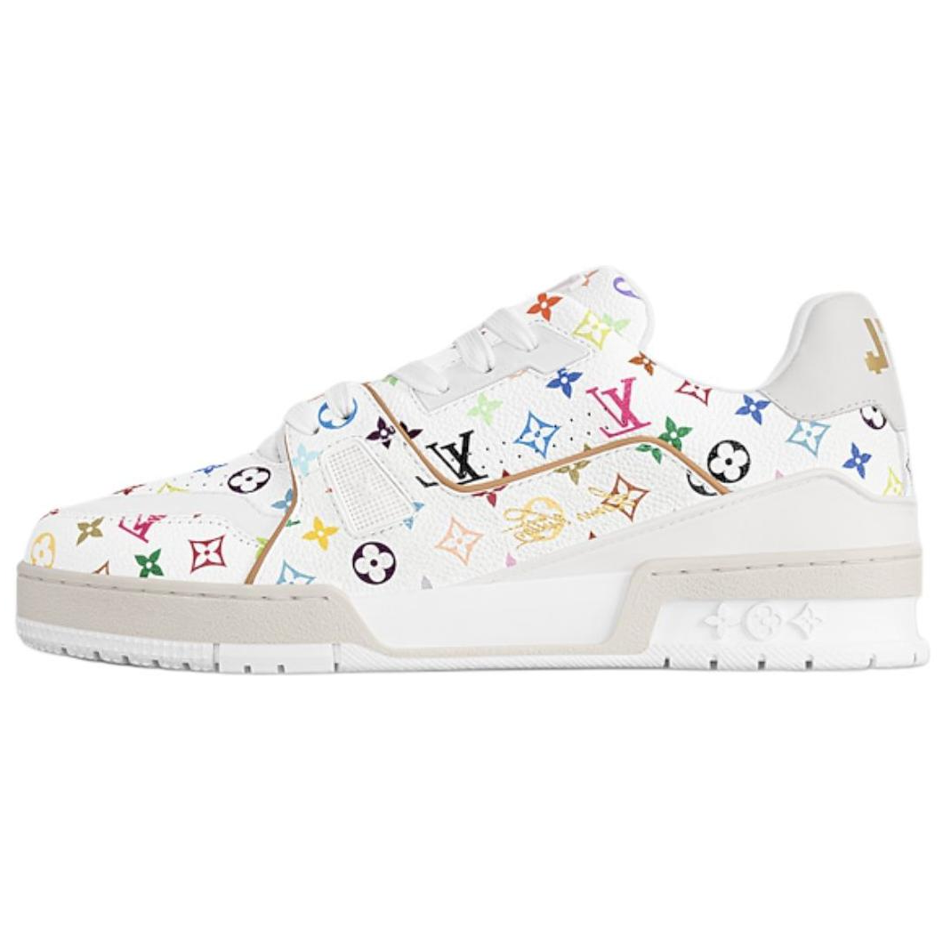 حذاء Louis Vuitton Trainer أبيض بنقشة Multicolor.
