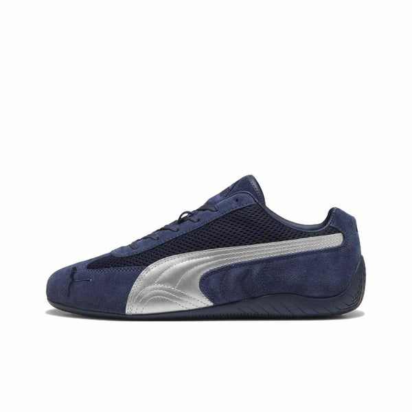 Puma Speedcat OG navy suede sneakers with silver side logo inspired by Formula 1 racing shoes