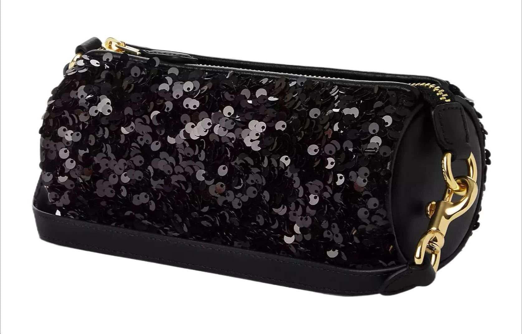Coach Nolita Barrel Bag Sequin |🖤 حقيبة كوتش نوليتا باريل بالترتر الأسود.