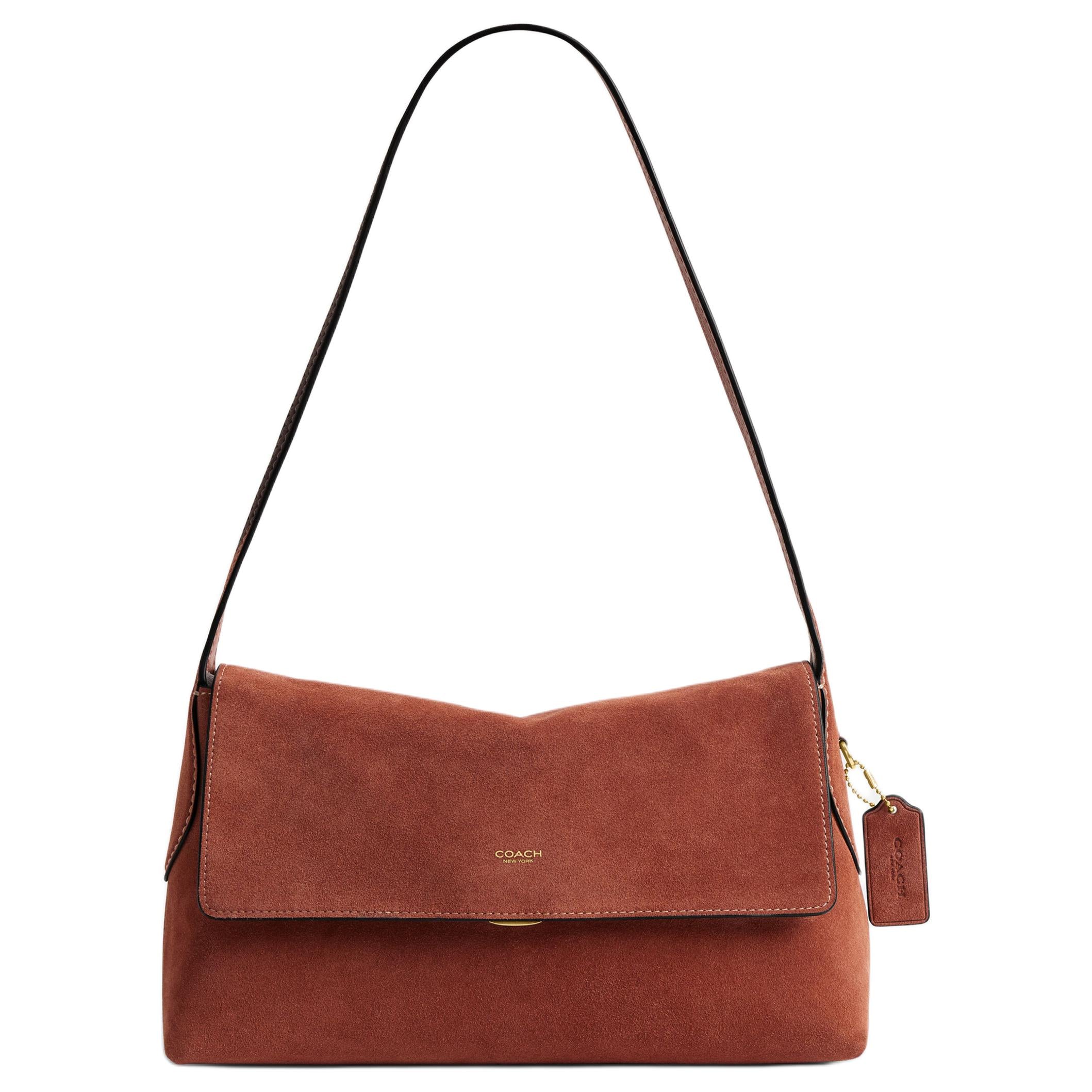 COACH Chelsea 30 Minimalist Design Push-Lock Cleavage Leather Single Shoulder Bag Large Women's Terracotta Color