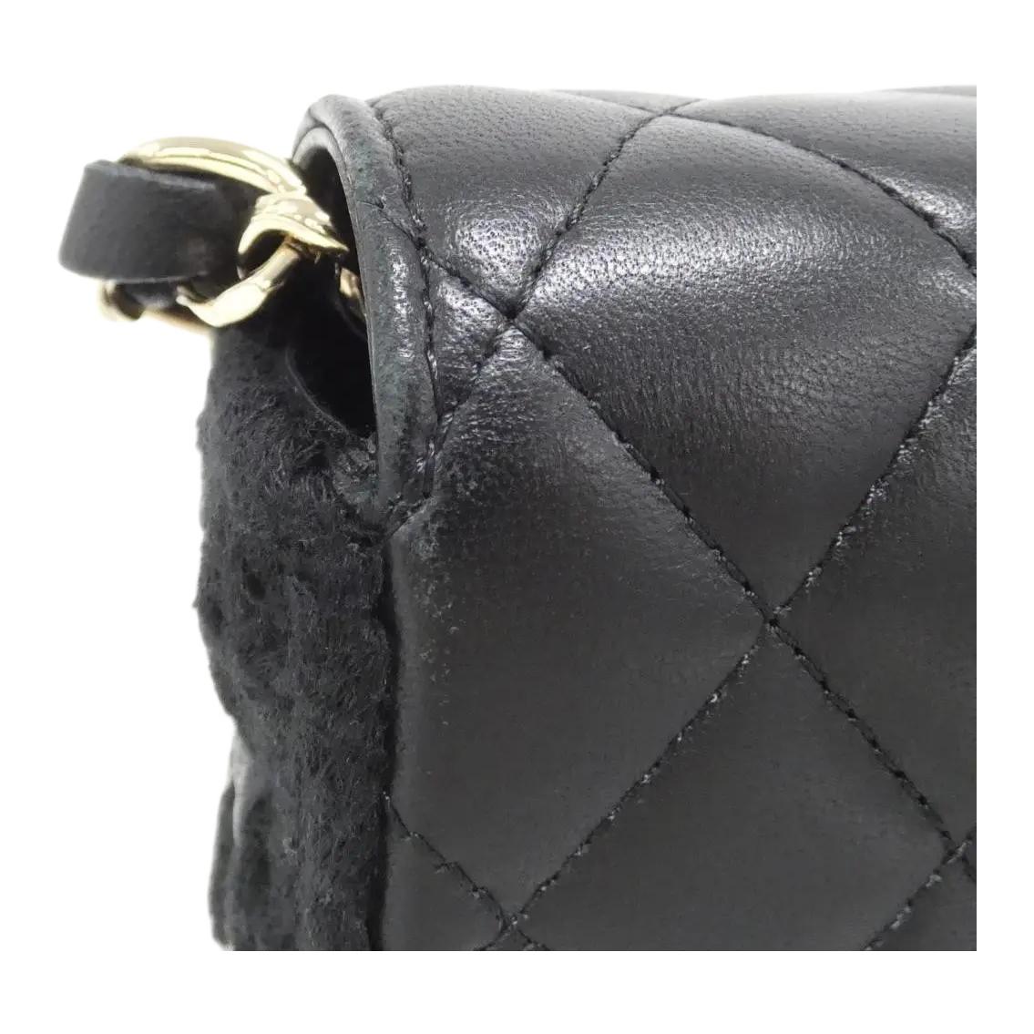 CHANEL Gold Label Double C Logo Quilted Leather Chain Lambskin Flap Bag Single Shoulder Crossbody Bag Women's Black