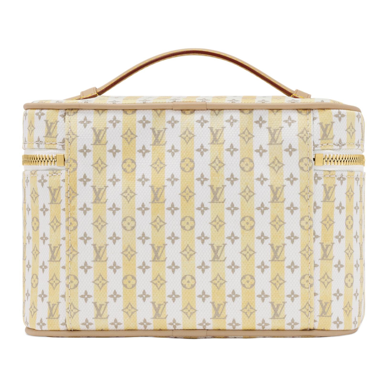 LOUIS VUITTON Nice Pastel Stripe Design Linen-Cotton Blend Coated Canvas Makeup Bag Mini Women's Multi-Color