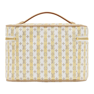 LOUIS VUITTON Nice Pastel Stripe Design Linen-Cotton Blend Coated Canvas Makeup Bag Mini Women's Multi-Color