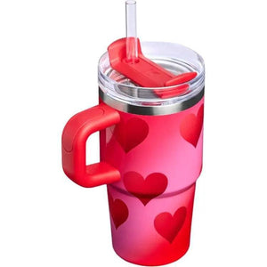 كوب Stanley Tumbler إصدار باللون الأحمر مع قلوب 591ml ❤️✨.