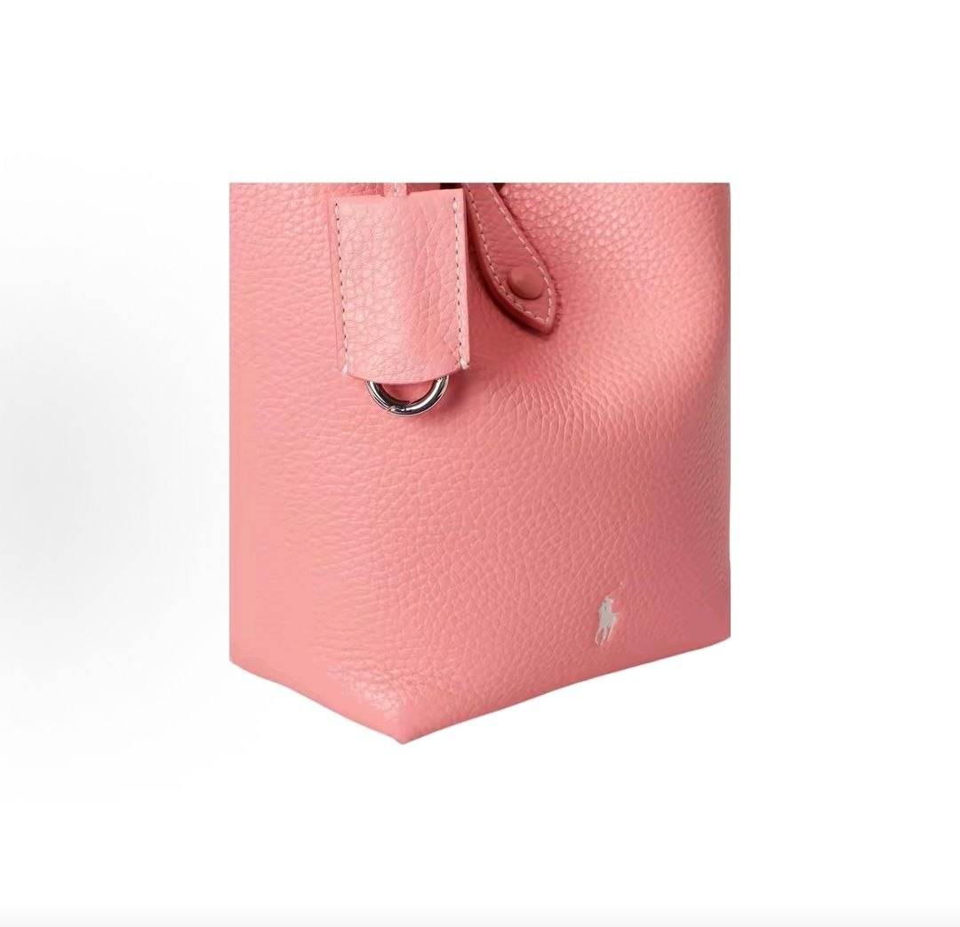 Ralph Lauren Polo Play Brand Logo Leather Handbag, Small Size, Pink for Women
