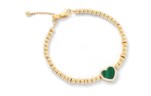 apm monaco Valentine heart round bead adjustable bracelet for women, gold