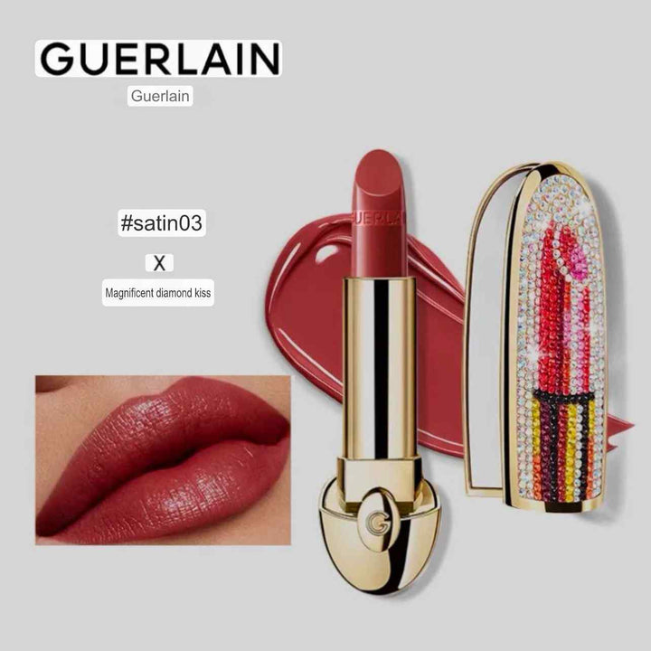 Guerlain Lipstick Limited Edition lipstick in Smoky Rose with satin finish and crystal-embellished gold case