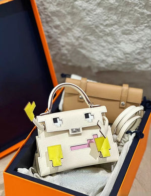 Mosaic Doll Bag Robot Kelly Bag Genuine Leather Cartoon Smiley Face Bag 2026 New Style Handbag Crossbody Bag for Women