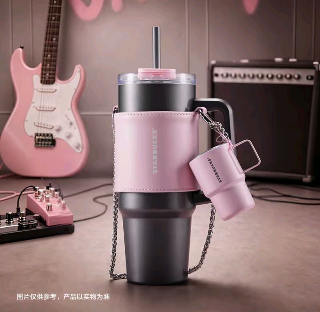Starbucks Punk Ballet Series High-Value Water Bottle, Practical Large Capacity, Sweet and Cool Stainless Steel Double Drinking Cup (900ml) for Men and Women