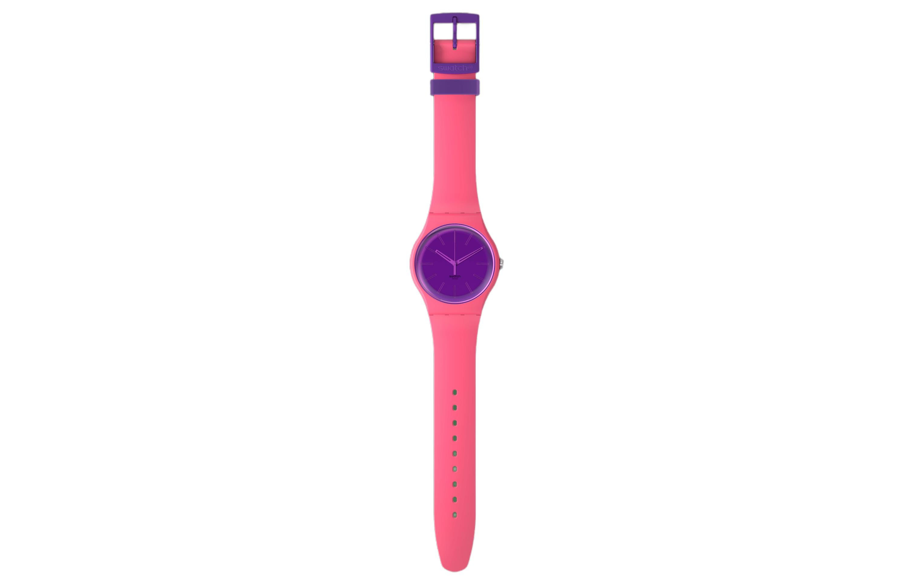 SWATCH Swatch Essentials Quartz Movement 30m Water Resistance Unisex 41mm Purple Dial Biogenic Case Silicone Strap