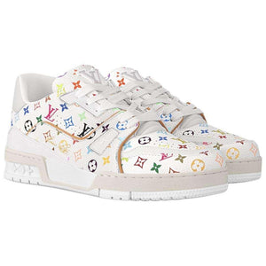 حذاء Louis Vuitton Trainer أبيض بنقشة Multicolor.