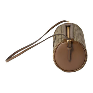 MIU MIU Miu Miu Leather Logo Text Fabric Pen Holder Bag Single Shoulder Bag Women's Dark Brown