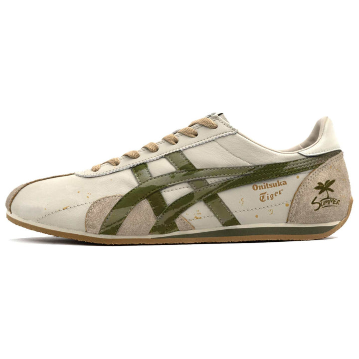 حذاء أونيتسوكا تايجر أونيزوكا لين بتصميم خاص باللون الكريمي والأخضر الزيتوني من الجلد السويدي