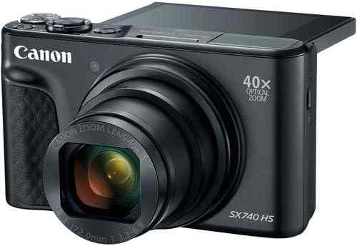 Canon PowerShot SX740 HS digital camera with 40x optical zoom in black and silver compact design