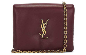 SAINT LAURENT YSL Lambskin Crossbody Shoulder Bag Red.