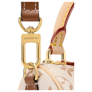 LOUIS VUITTON NANO SPEEDY Color-Block Rivet Design Hanging Charm Monogram Dune Coated Canvas Single Shoulder Crossbody Handbag Women's Beige