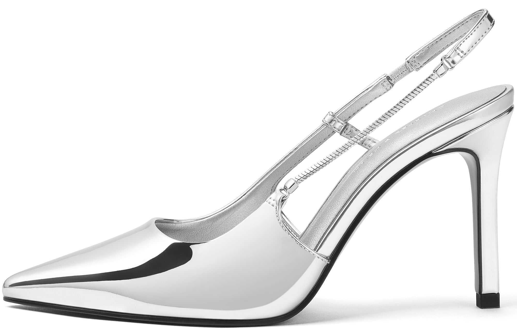 حذاء كعب عالي Slingback لامع بتفاصيل سحاب CHARLES & KEITH.